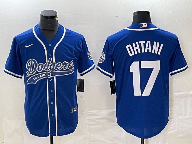 Men Los Angeles Dodgers #17 Ohtani Blue Nike Game MLB Jersey style 3
